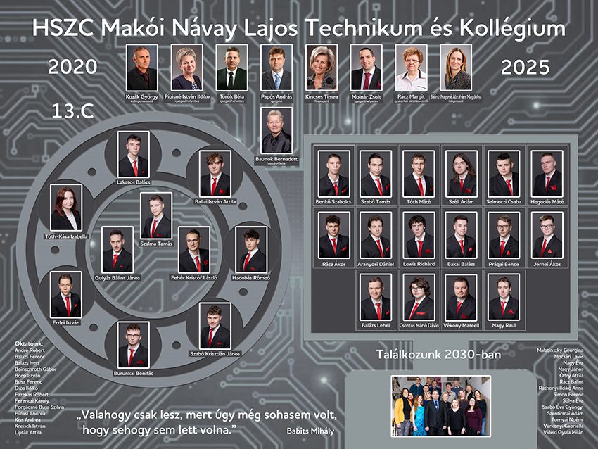 HSZC Makói Návay Lajos Technikum, végzős osztály tablója, Makó