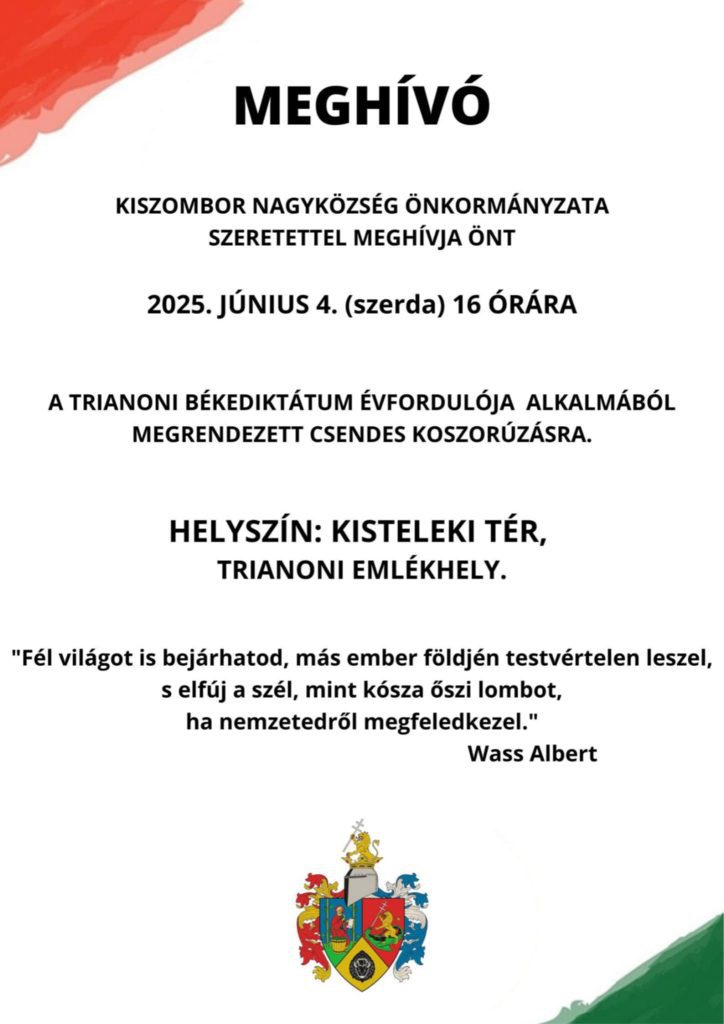 Kiszombor, nemzeti összetartozás napja, plakát