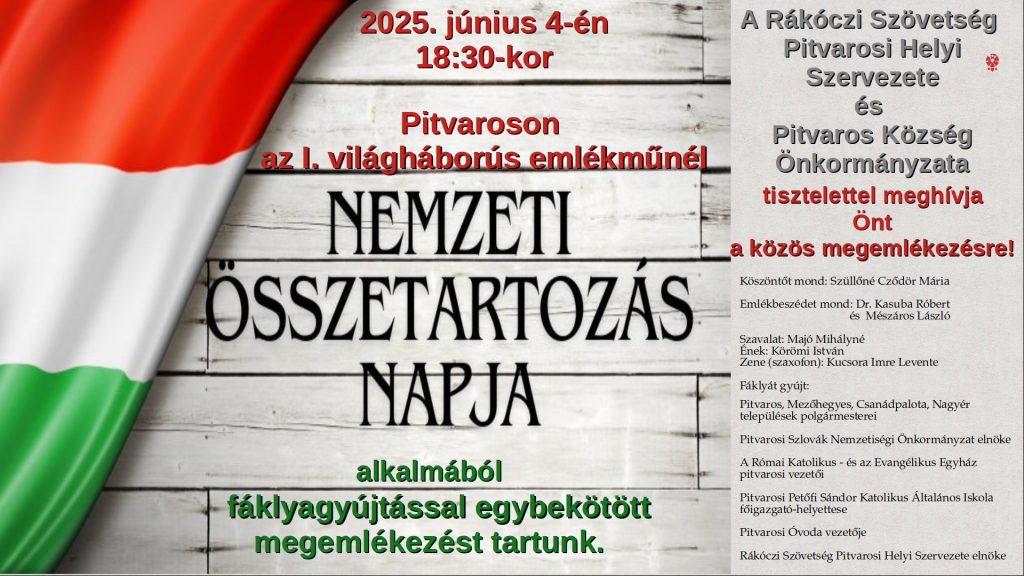 Pitvaros, nemzeti összetartozás napja, plakát