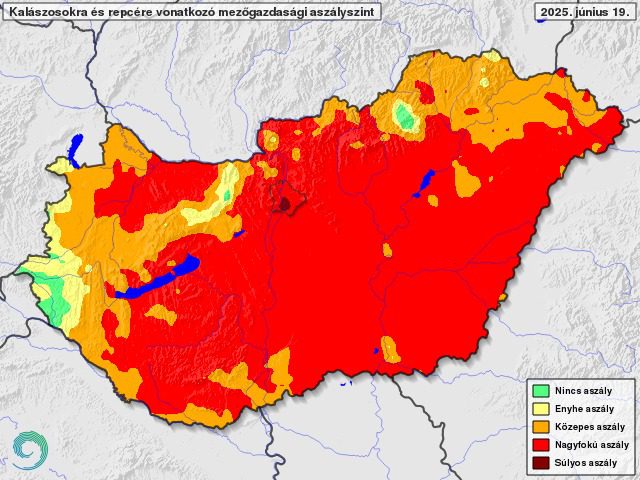 aszályhelyzet, Magyarország, 2025. június, HungaroMet térképe