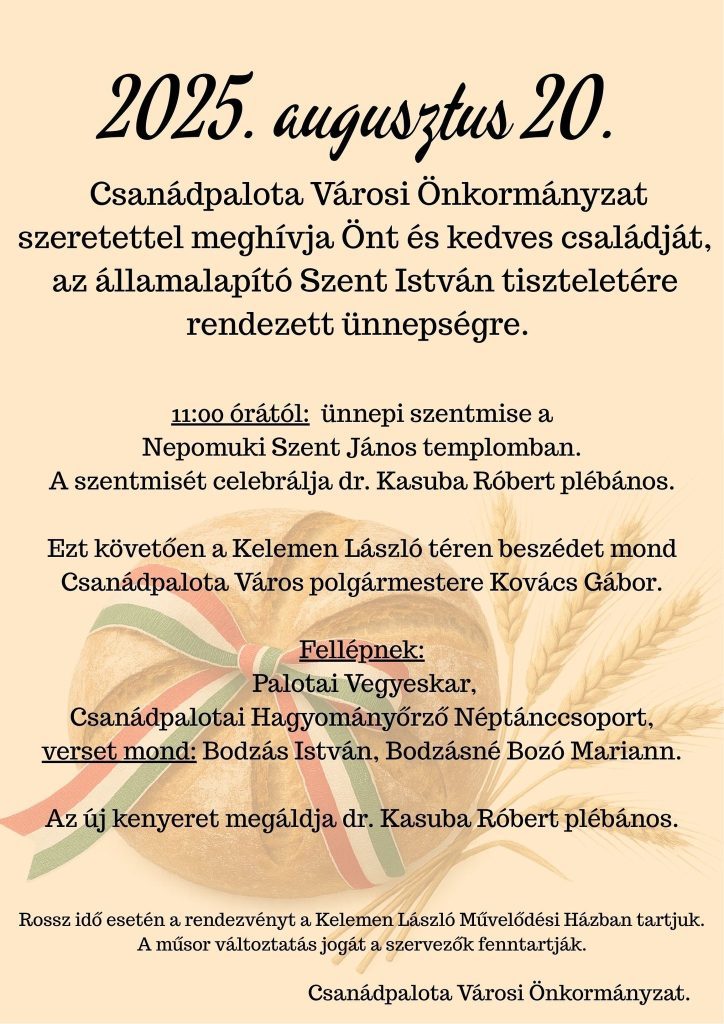 Csanádpalota, augusztus 2-i ünnepség, plakát