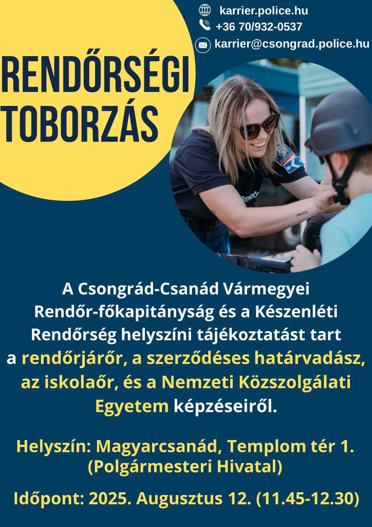 rendőrségi toborzás, Magyarcsanád, plakát