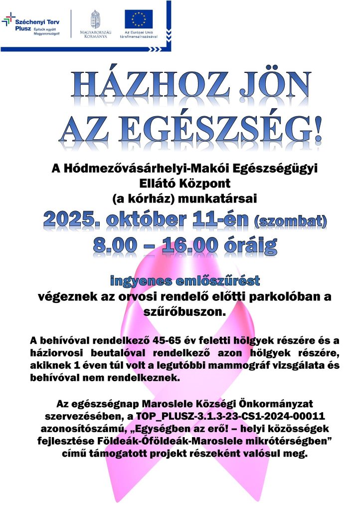 Maroslele, ingyenes emlőszűrés, plakát