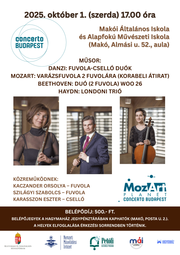Mozart Planet Concerto Budapest, plakát, Makói Általános Iskola