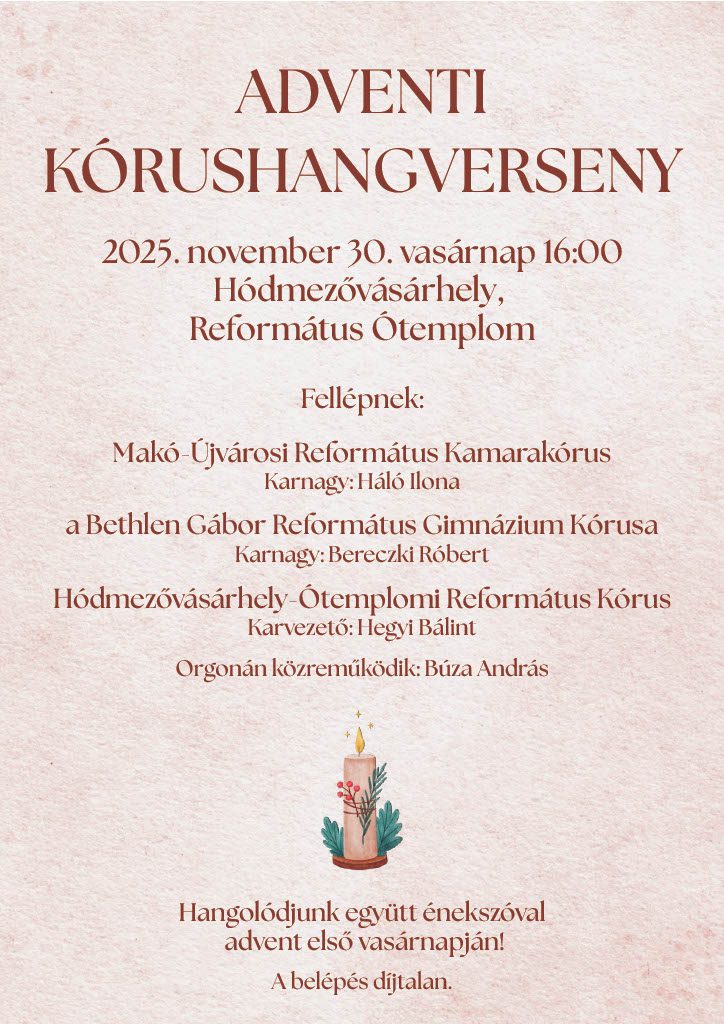 Adventi kórushangverseny az Ótemplomban, plakát