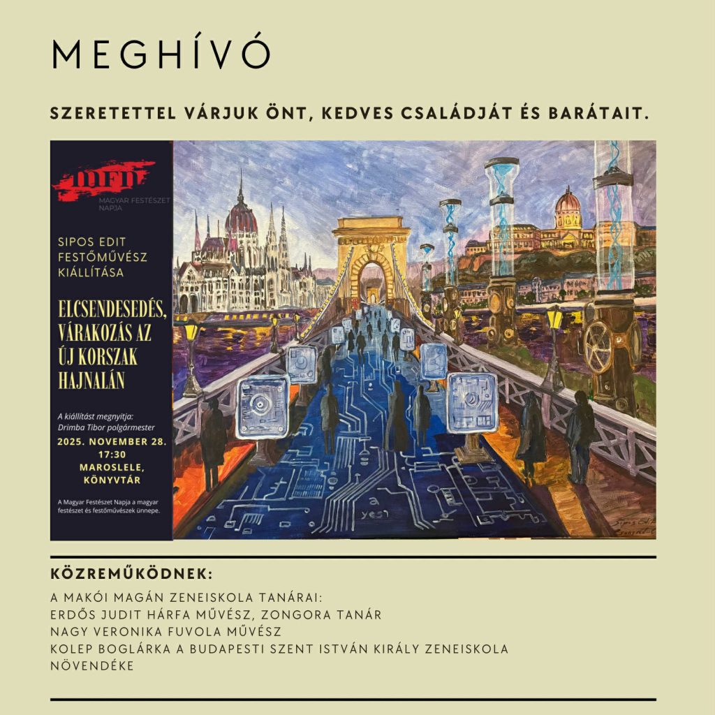 Sipos Edit kiállítása, plakát, Maroslele, könyvtár