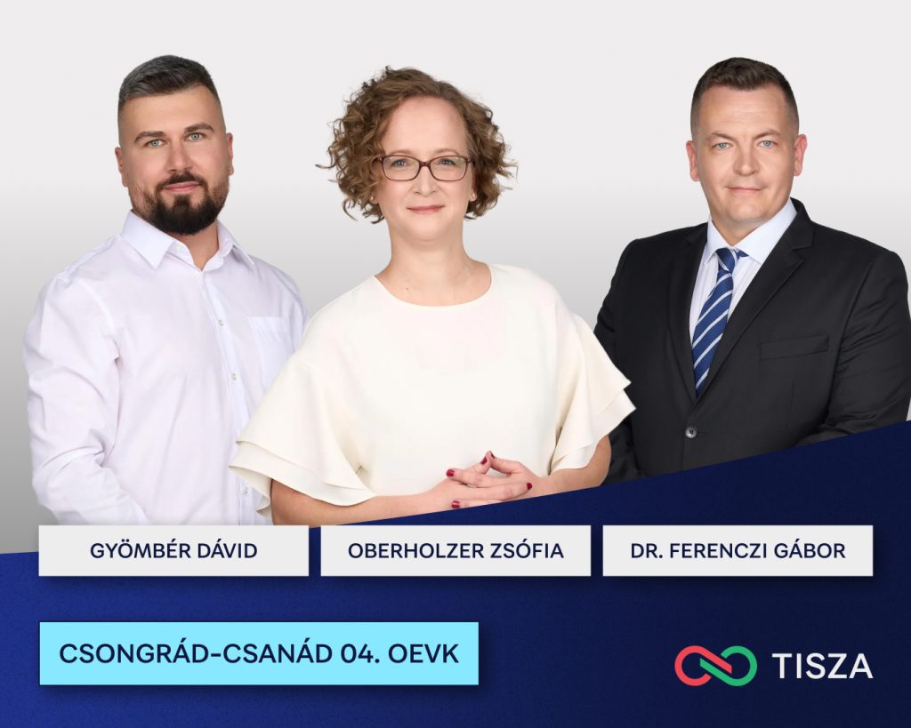A Csongrád-Csanád vármegyei 4. számú választókerületben is három jelölt közül lehet majd kiválasztani. Fotó forrása a Tisza párt Facebook-oldala