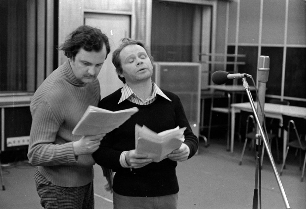 Balász Péter, Kossuth- és Jászai Mari-díjas magyar színművész, rendező, szinkronszínész és Harkányi Endre színművész Fotó: Fortepan / Szalay Zoltán