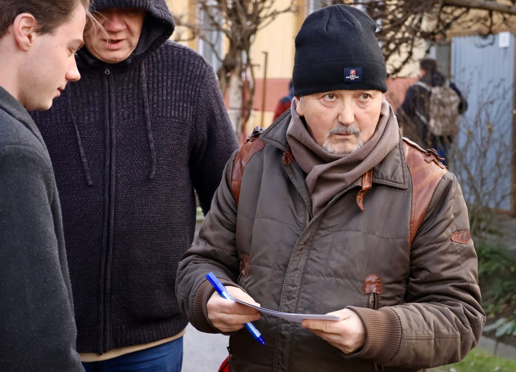 Koszorúzás Páger Antal makói szülőházánál, 2026. január 25-én. Fotó: Jeszenszky Zoltán