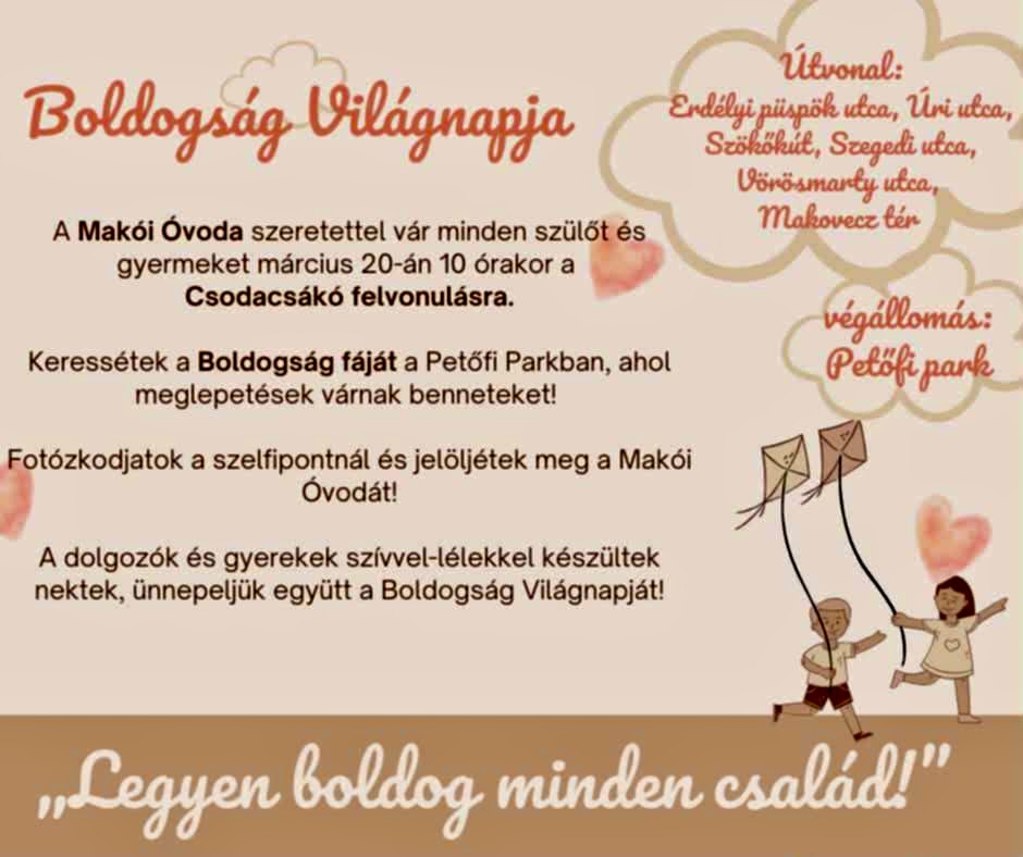 Boldog világnapja, 2026. március 20., Makó, plakát, Makói Óvoda